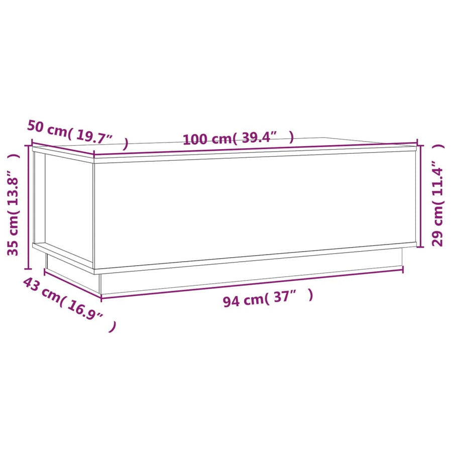 Salontafel 100X50X35 Cm Massief Grenenhout Honingbruin
