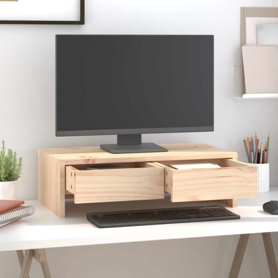 Monitorstandaard 50X27X15 Cm Massief Grenenhout 50 x 27 x 15 cm Naturel