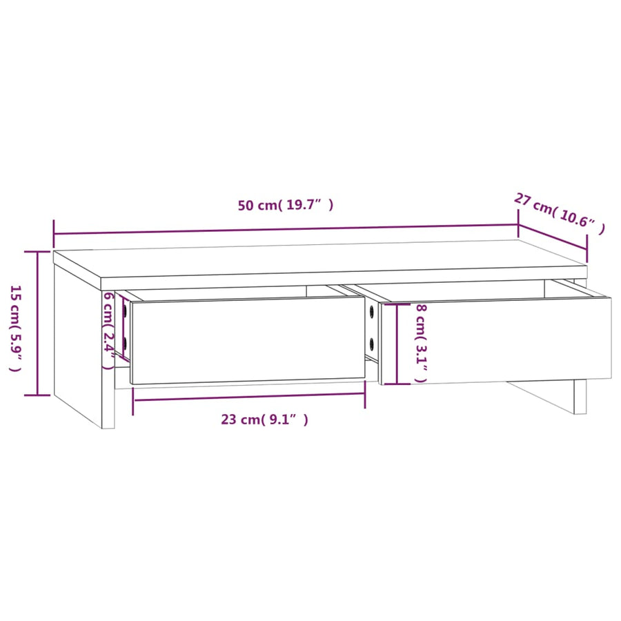Monitorstandaard 50X27X15 Cm Massief Grenenhout 50 x 27 x 15 cm Naturel
