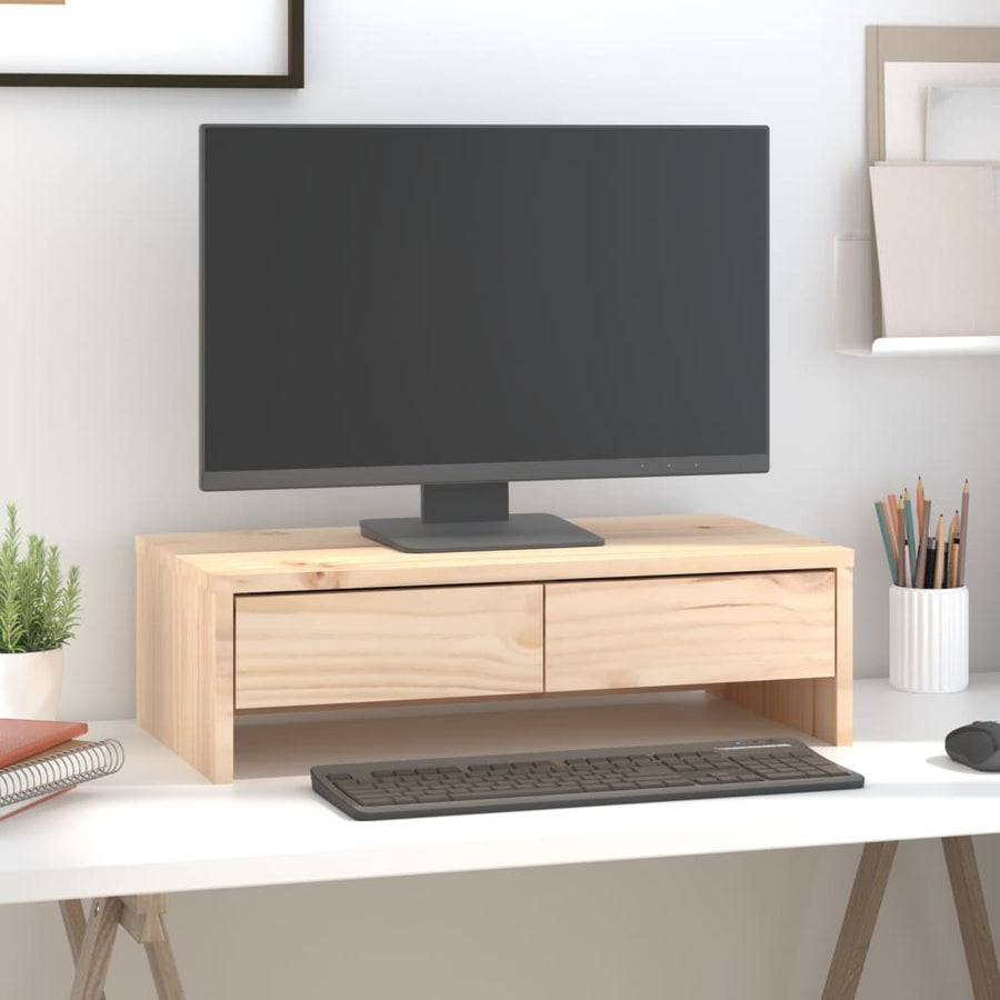 Monitorstandaard 50X27X15 Cm Massief Grenenhout 50 x 27 x 15 cm Naturel