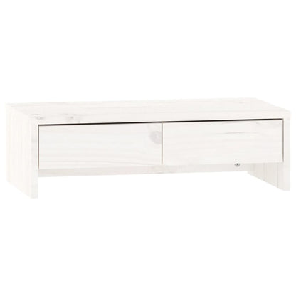 Monitorstandaard Massief Grenenhout 50 x 27 x 15 cm Wit