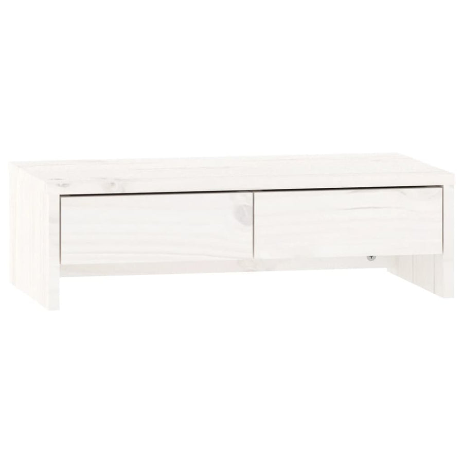 Monitorstandaard Massief Grenenhout 50 x 27 x 15 cm Wit