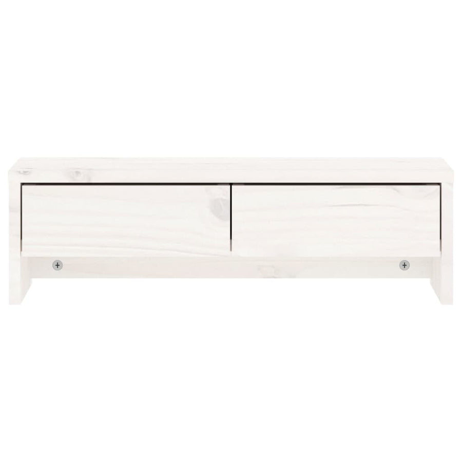 Monitorstandaard Massief Grenenhout 50 x 27 x 15 cm Wit