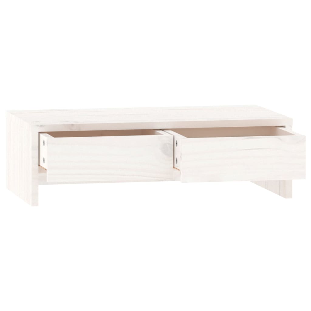 Monitorstandaard Massief Grenenhout 50 x 27 x 15 cm Wit
