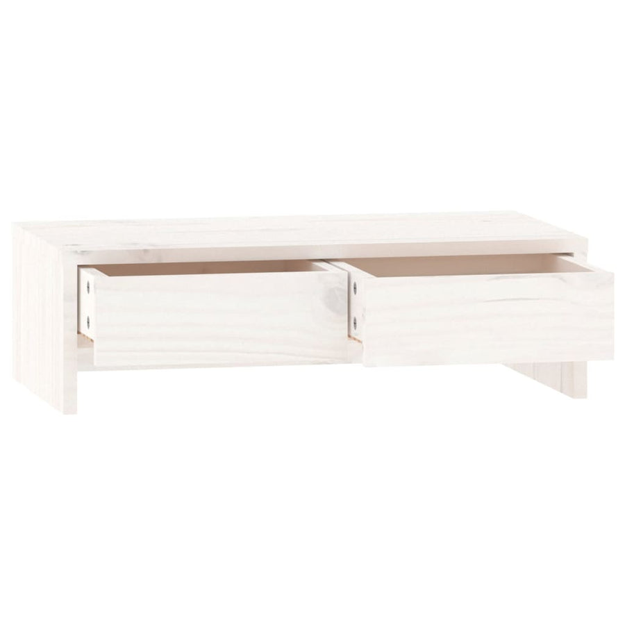 Monitorstandaard Massief Grenenhout 50 x 27 x 15 cm Wit