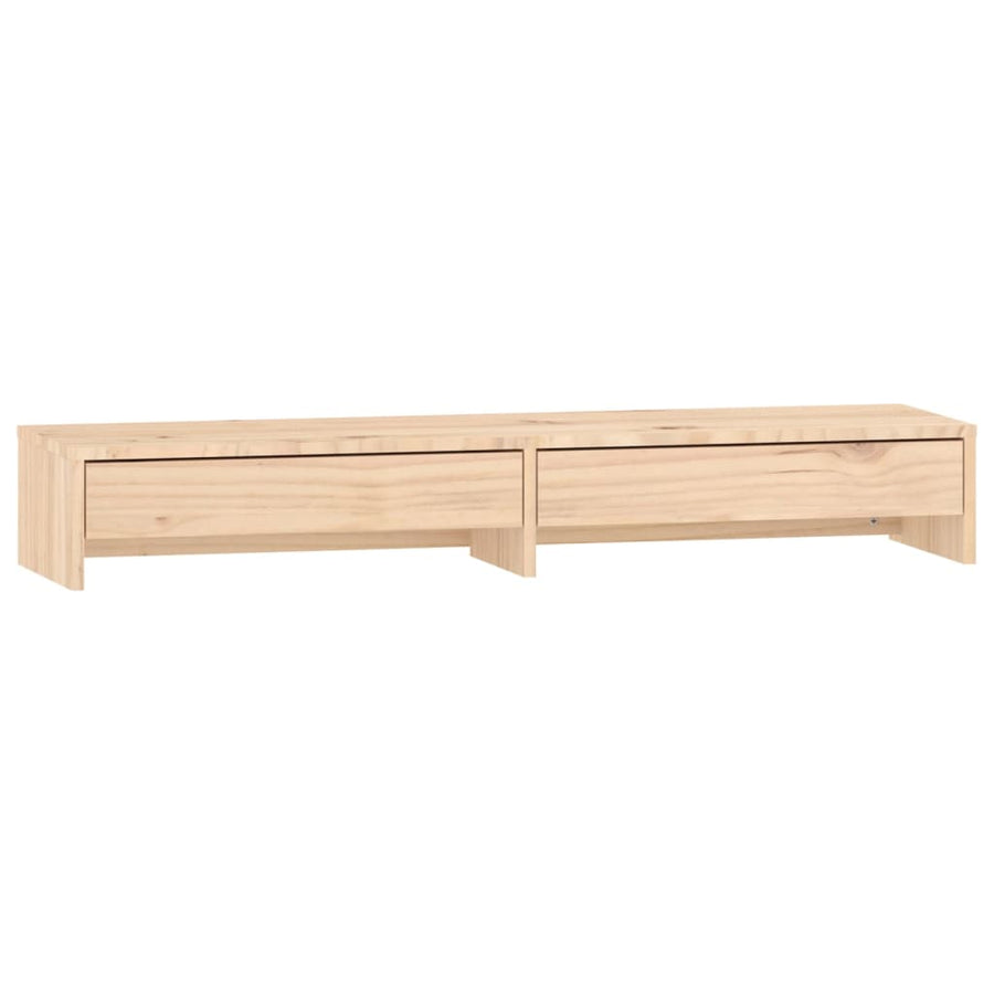 Monitorstandaard Massief Grenenhout 100 x 27 x 15 cm Naturel
