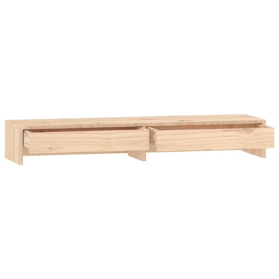 Monitorstandaard Massief Grenenhout 100 x 27 x 15 cm Naturel