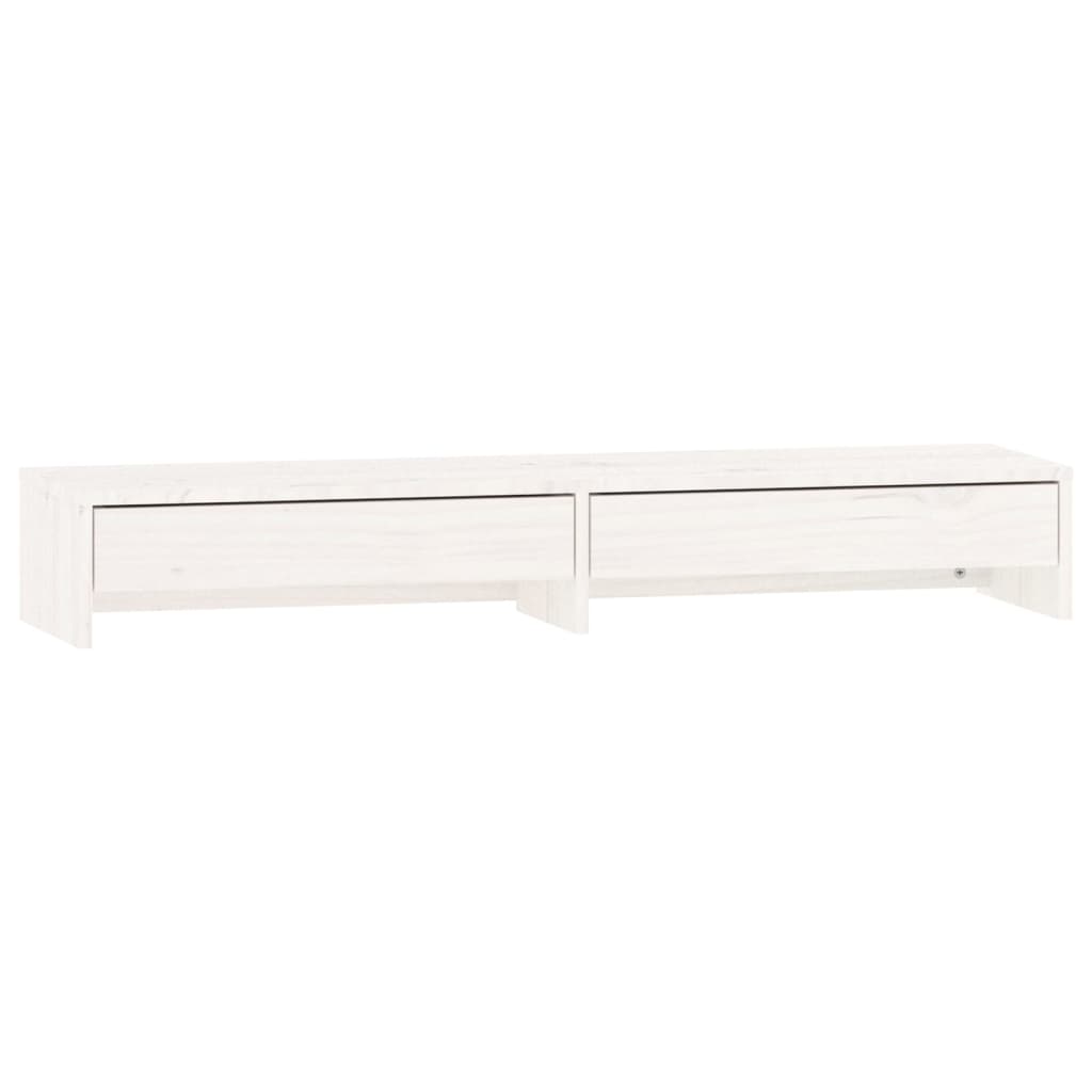 Monitorstandaard Massief Grenenhout 100 x 27 x 15 cm Wit