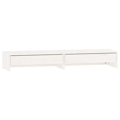 Monitorstandaard Massief Grenenhout 100 x 27 x 15 cm Wit