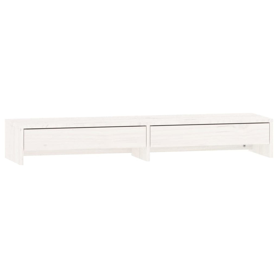 Monitorstandaard Massief Grenenhout 100 x 27 x 15 cm Wit