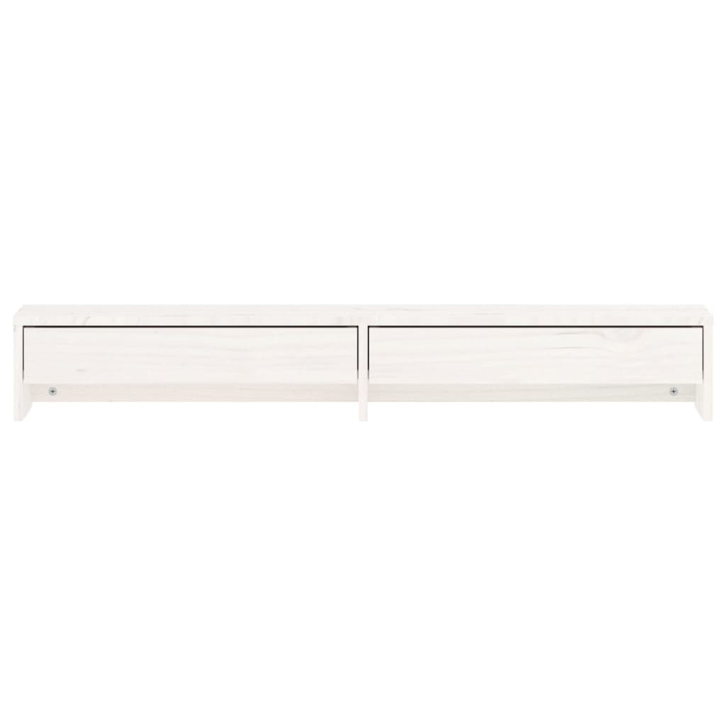 Monitorstandaard Massief Grenenhout 100 x 27 x 15 cm Wit