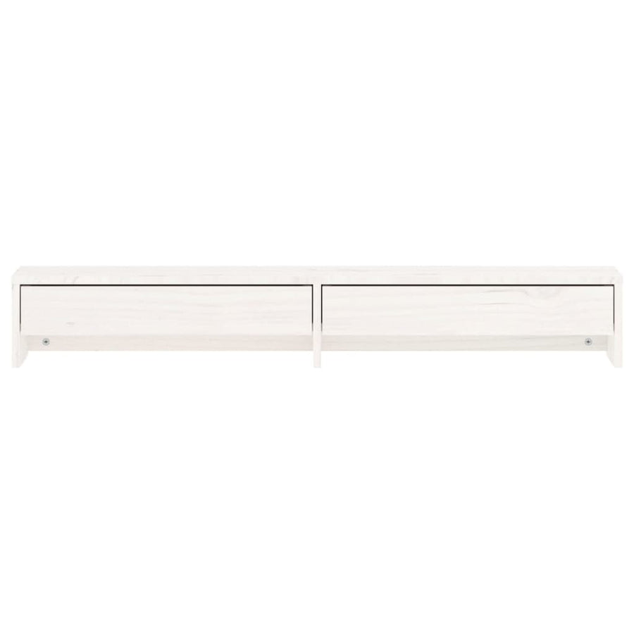 Monitorstandaard Massief Grenenhout 100 x 27 x 15 cm Wit