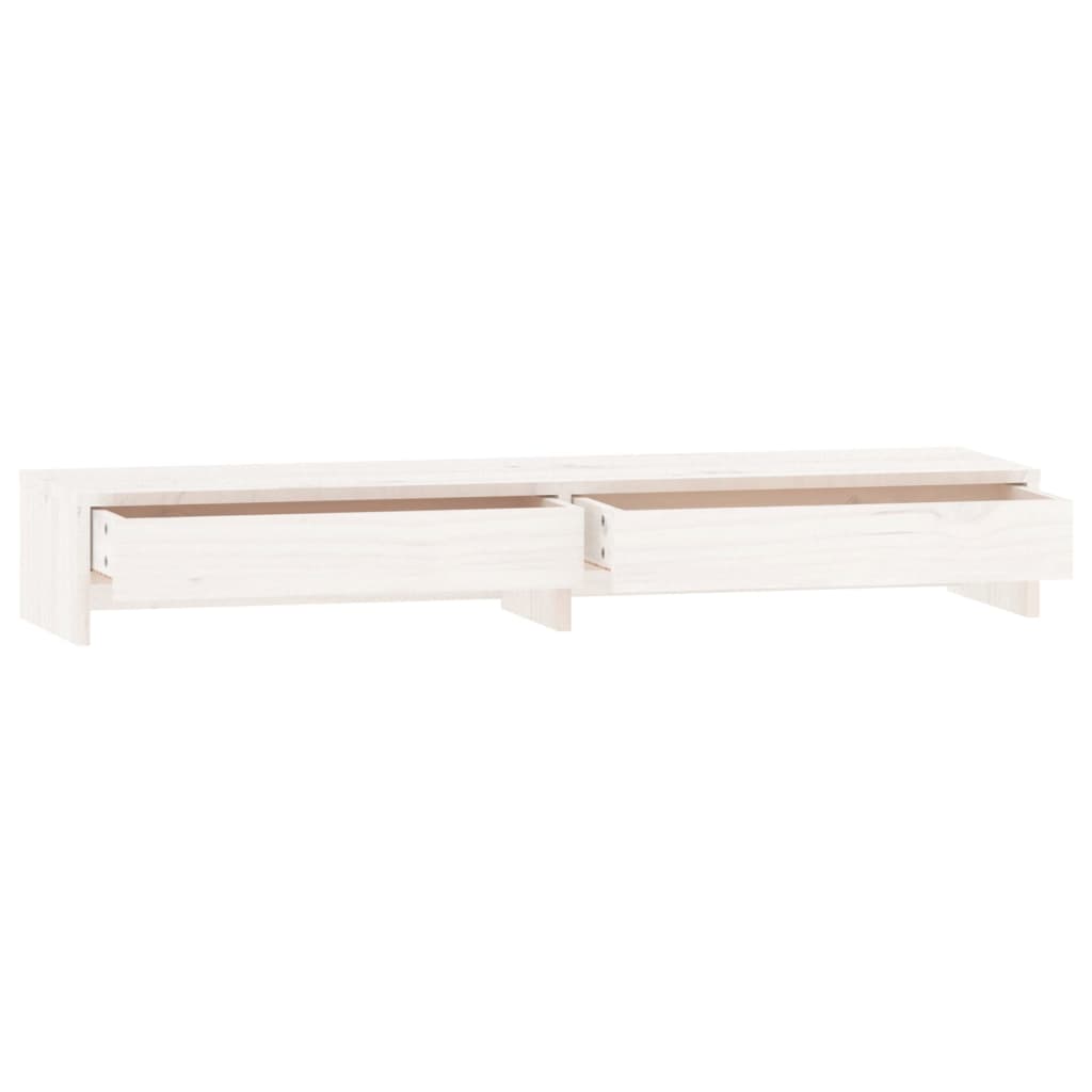 Monitorstandaard Massief Grenenhout 100 x 27 x 15 cm Wit