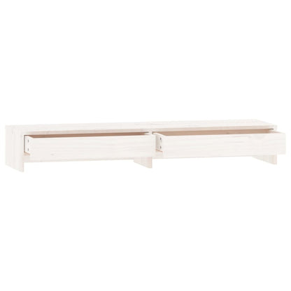 Monitorstandaard Massief Grenenhout 100 x 27 x 15 cm Wit