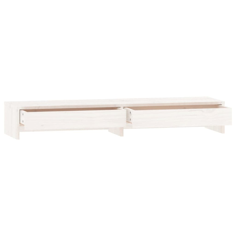 Monitorstandaard Massief Grenenhout 100 x 27 x 15 cm Wit