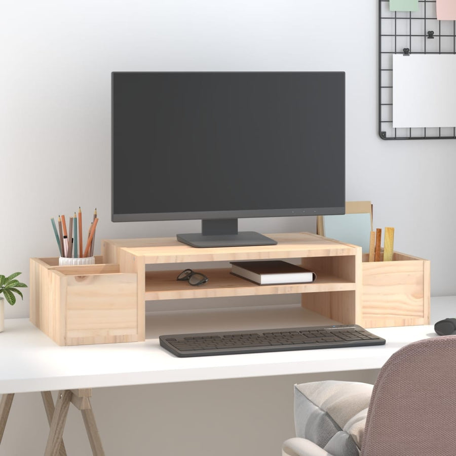 Monitorstandaard 70x27,5x15 cm massief grenenhout 70 x 27.5 x 15 cm Naturel
