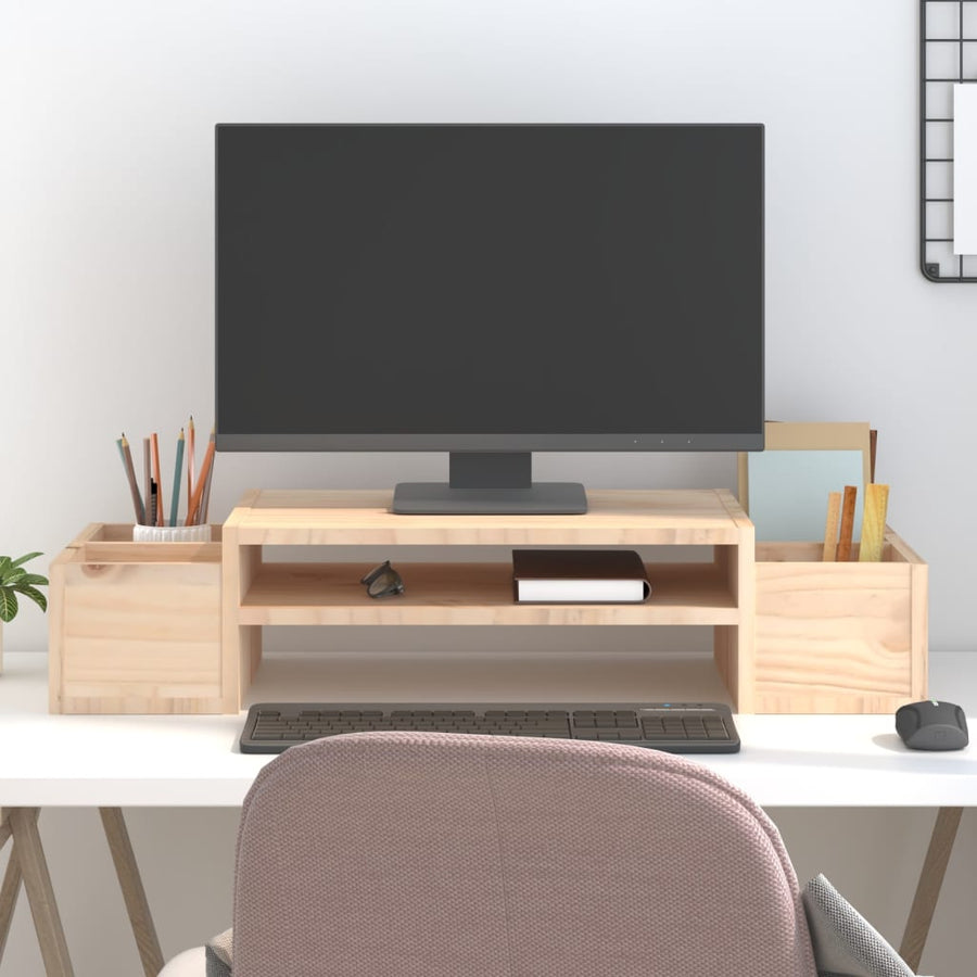 Monitorstandaard 70x27,5x15 cm massief grenenhout 70 x 27.5 x 15 cm Naturel
