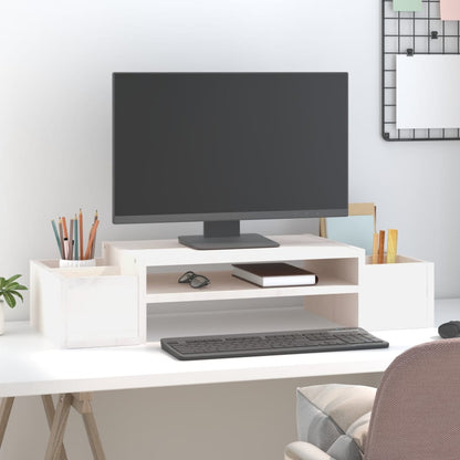Monitorstandaard 70X27,5X15 Cm Massief Grenenhout 70 x 27.5 x 15 cm Wit