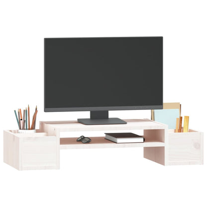 Monitorstandaard 70X27,5X15 Cm Massief Grenenhout 70 x 27.5 x 15 cm Wit