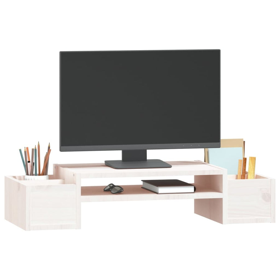 Monitorstandaard 70X27,5X15 Cm Massief Grenenhout 70 x 27.5 x 15 cm Wit