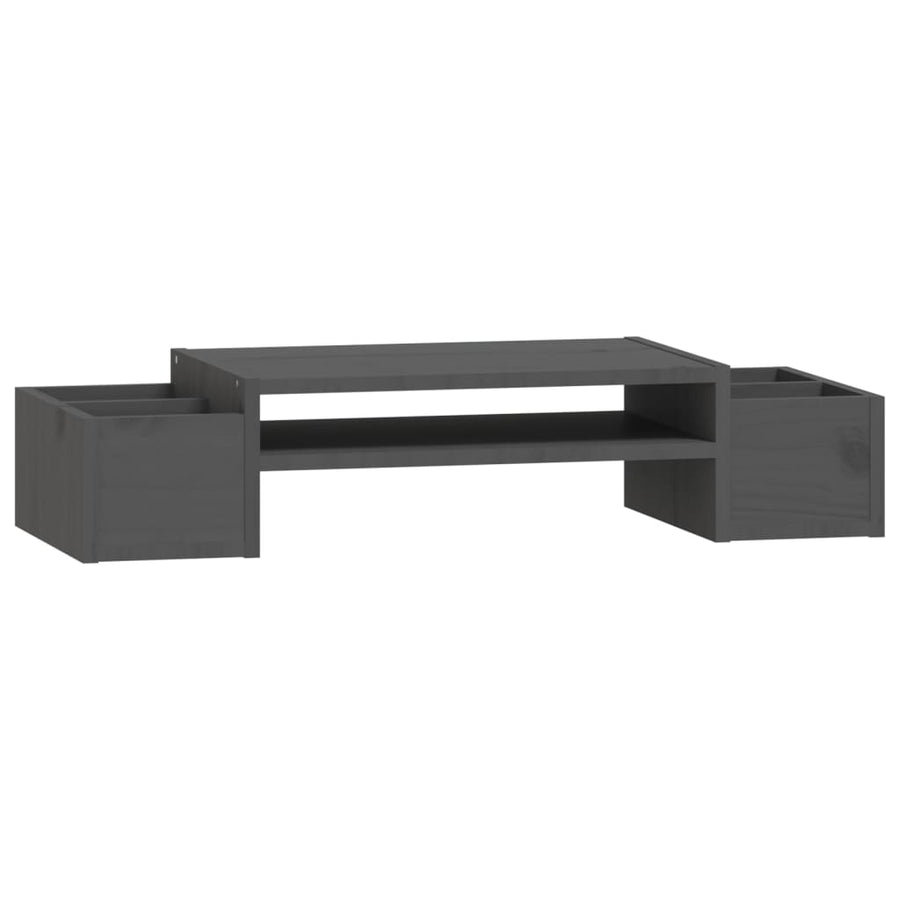Monitorstandaard 70x27,5x15 cm massief grenenhout grijs 70 x 27.5 x 15 cm Grijs