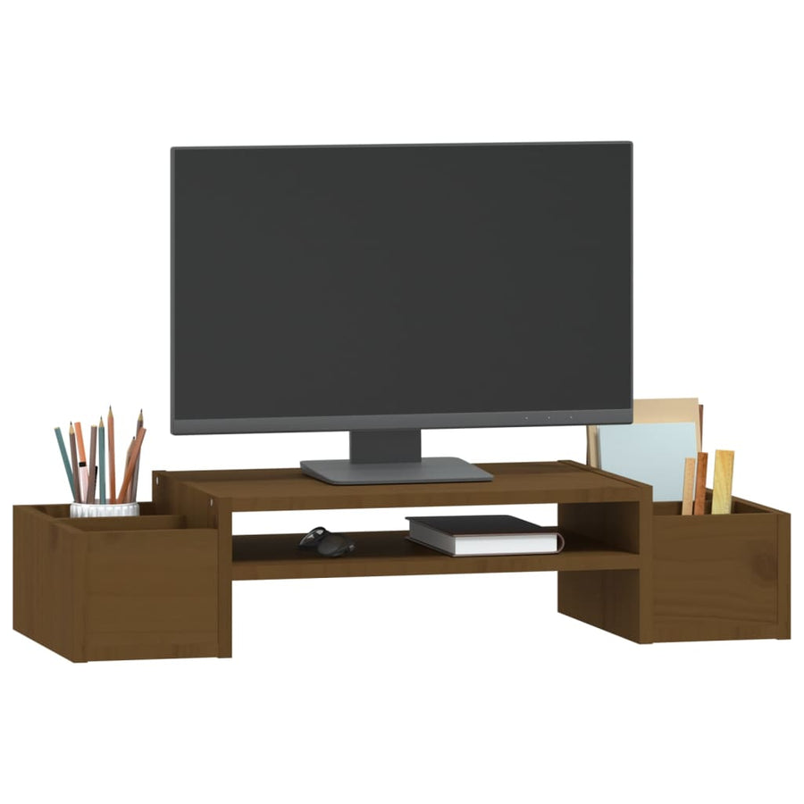 Monitorstandaard 70x27,5x15 cm massief grenenhout honingbruin 70 x 27.5 x 15 cm Honingbruin