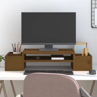 Monitorstandaard 70x27,5x15 cm massief grenenhout honingbruin 70 x 27.5 x 15 cm Honingbruin
