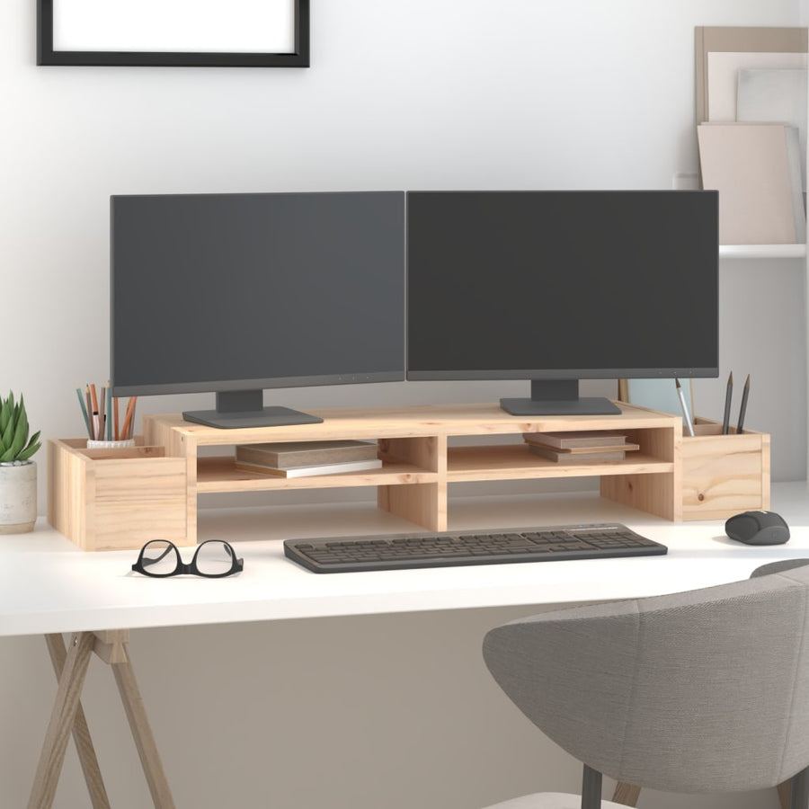 Monitorstandaard 100X27,5X15 Cm Massief Grenenhout 100 x 27.5 x 15 cm Naturel