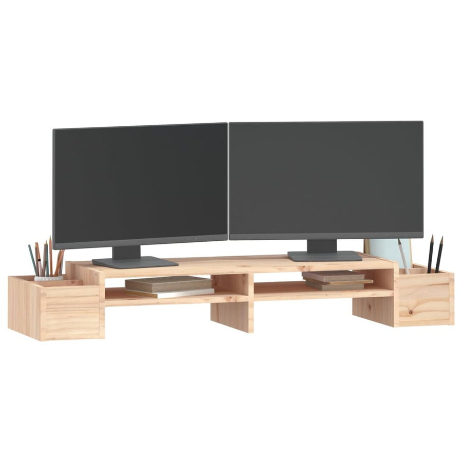 Monitorstandaard 100X27,5X15 Cm Massief Grenenhout 100 x 27.5 x 15 cm Naturel