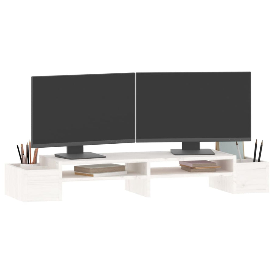 Monitorstandaard 100x27,5x15 cm massief grenenhout wit 100 x 27.5 x 15 cm Wit