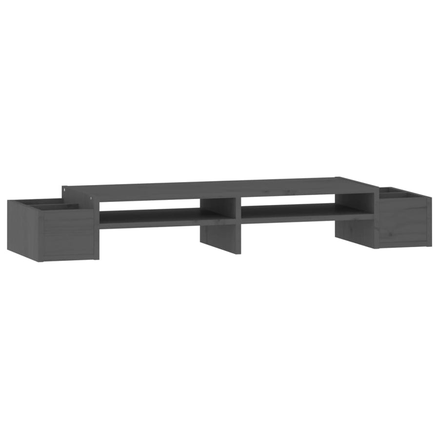 Monitorstandaard 100x27,5x15 cm massief grenenhout grijs 100 x 27.5 x 15 cm Grijs