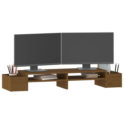 Monitorstandaard 100x27,5x15 cm massief grenenhout honingbruin 100 x 27.5 x 15 cm Honingbruin