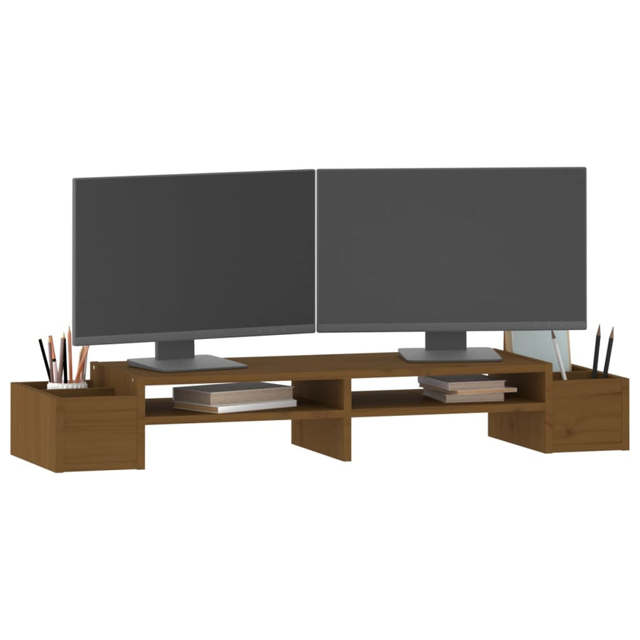 Monitorstandaard 100x27,5x15 cm massief grenenhout honingbruin 100 x 27.5 x 15 cm Honingbruin