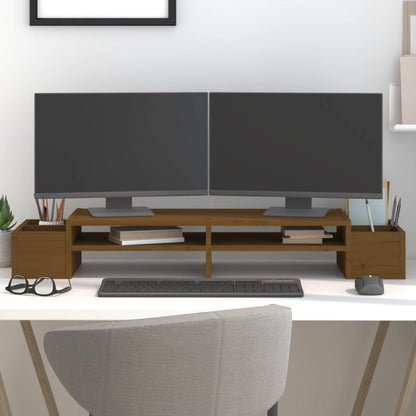 Monitorstandaard 100x27,5x15 cm massief grenenhout honingbruin 100 x 27.5 x 15 cm Honingbruin