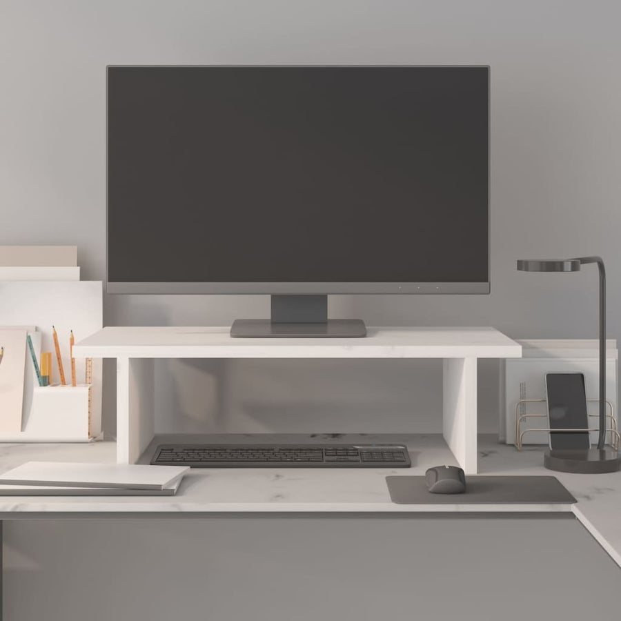 Monitorstandaard 50X27X15 Cm Massief Grenenhout Wit 50 x 27 x 15 cm