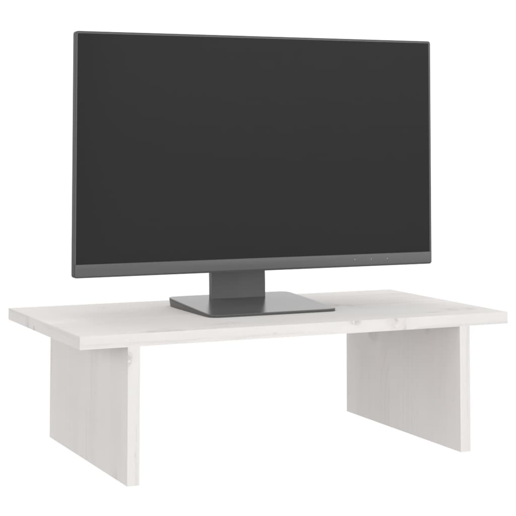 Monitorstandaard 50X27X15 Cm Massief Grenenhout Wit 50 x 27 x 15 cm