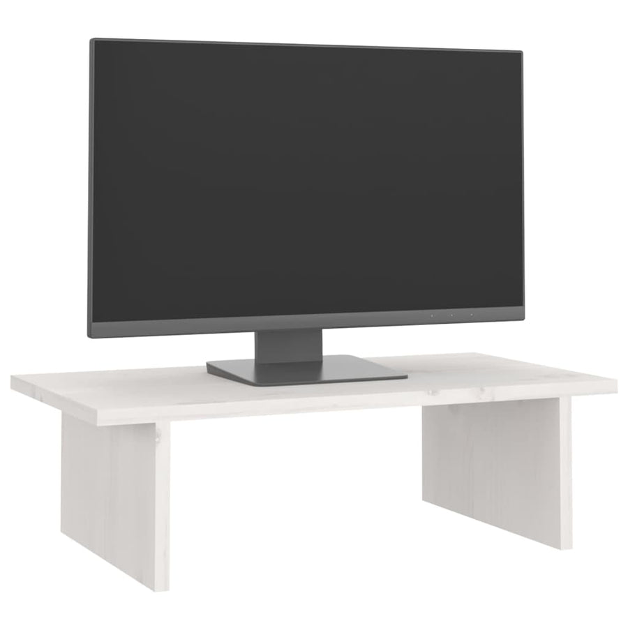 Monitorstandaard 50X27X15 Cm Massief Grenenhout Wit 50 x 27 x 15 cm