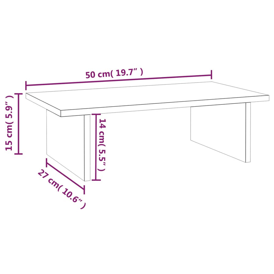 Monitorstandaard 50X27X15 Cm Massief Grenenhout Wit 50 x 27 x 15 cm