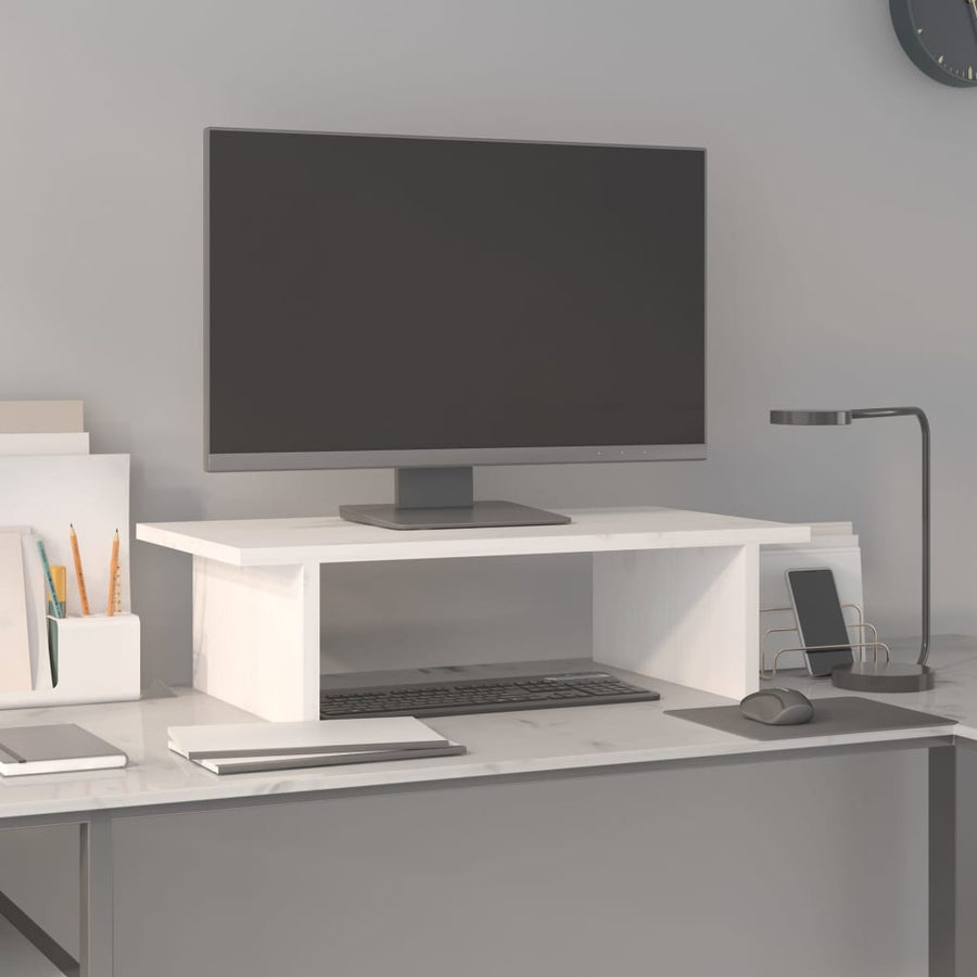 Monitorstandaard 50X27X15 Cm Massief Grenenhout Wit 50 x 27 x 15 cm