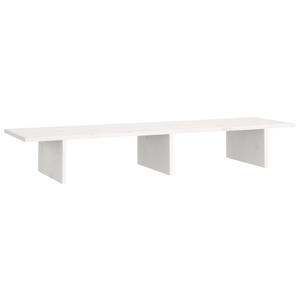 Monitorstandaard Massief Grenenhout 100 x 27 x 15 cm Wit
