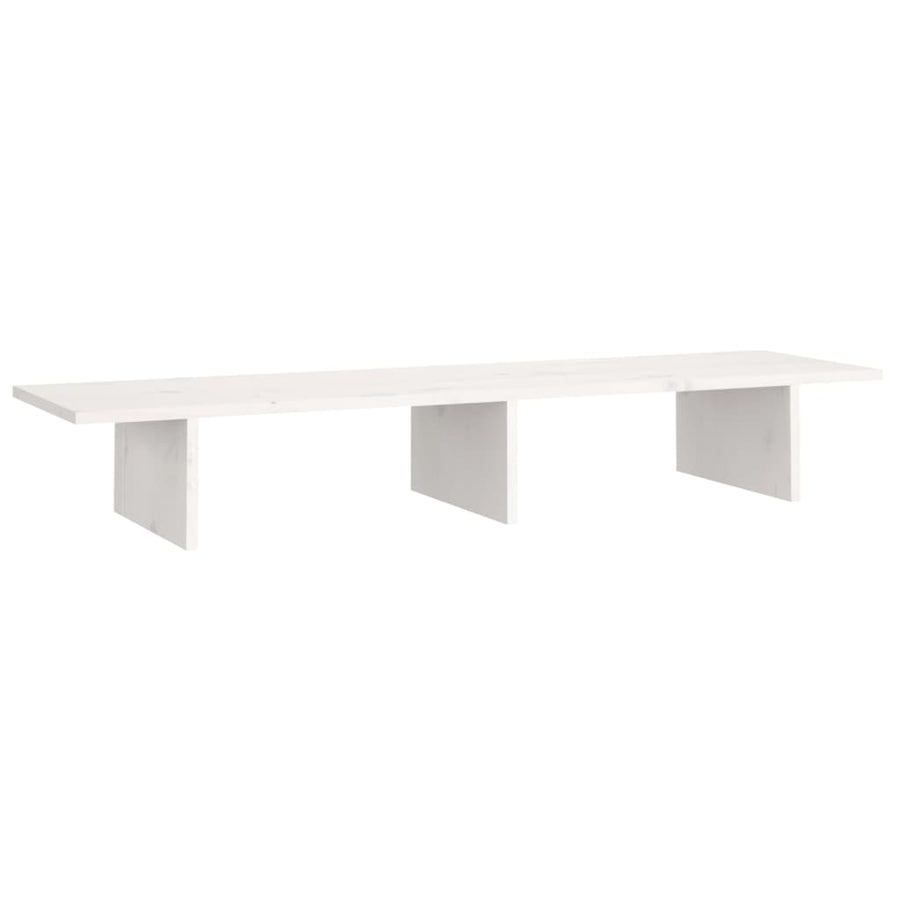 Monitorstandaard Massief Grenenhout 100 x 27 x 15 cm Wit