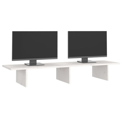 Monitorstandaard Massief Grenenhout 100 x 27 x 15 cm Wit
