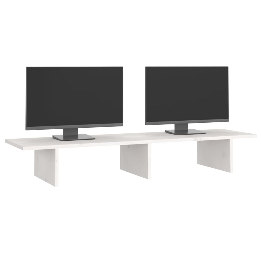 Monitorstandaard Massief Grenenhout 100 x 27 x 15 cm Wit