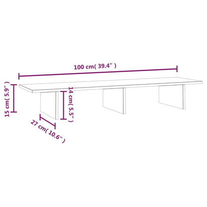Monitorstandaard Massief Grenenhout 100 x 27 x 15 cm Wit