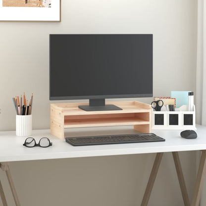 Monitorstandaard Massief Grenenhout 50 x 24 x 16 cm Naturel