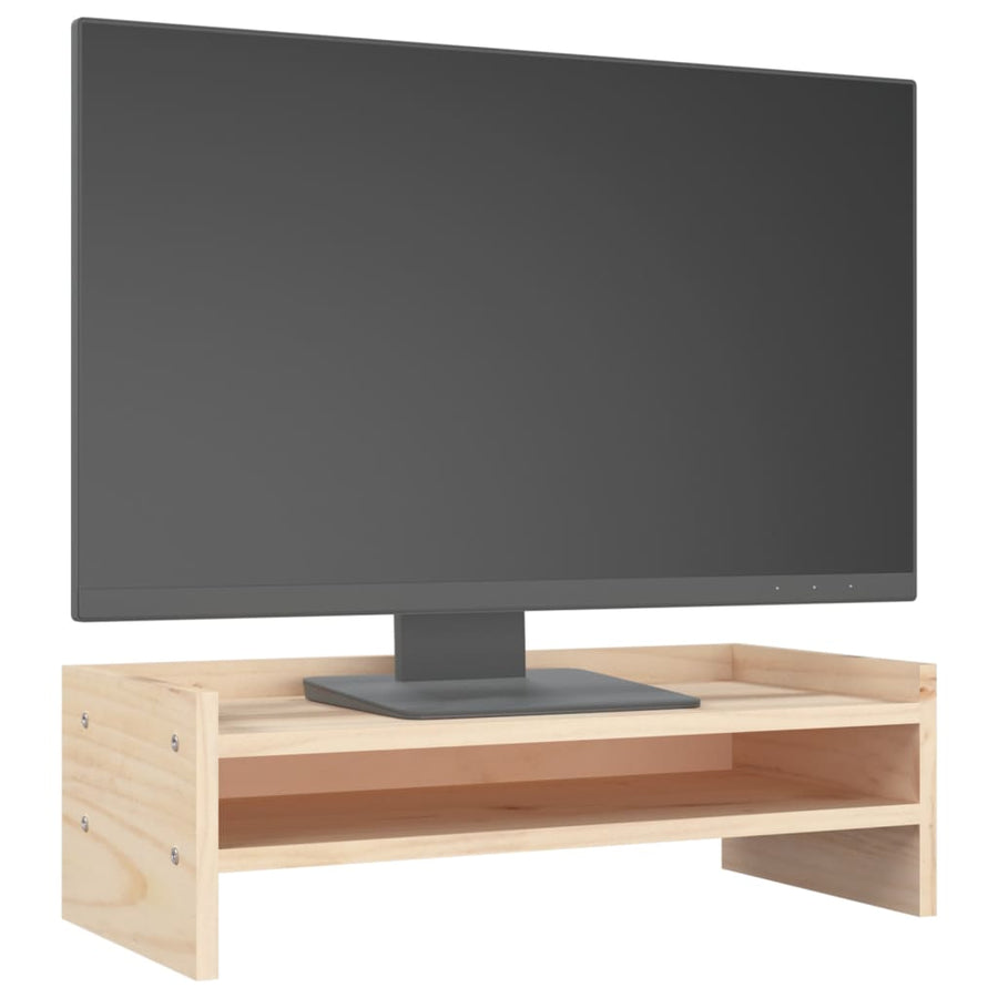Monitorstandaard Massief Grenenhout 50 x 24 x 16 cm Naturel