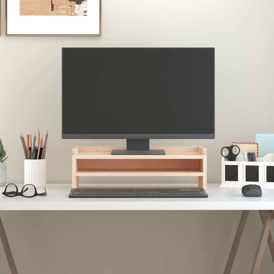 Monitorstandaard Massief Grenenhout 50 x 24 x 16 cm Naturel