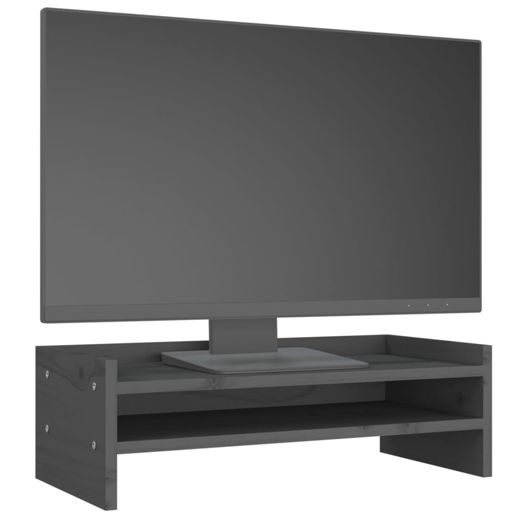 Monitorstandaard 50x24x16 cm massief grenenhout grijs 50 x 24 x 16 cm Grijs