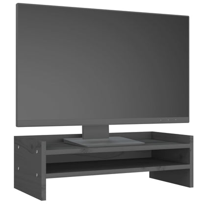 Monitorstandaard 50x24x16 cm massief grenenhout grijs 50 x 24 x 16 cm Grijs