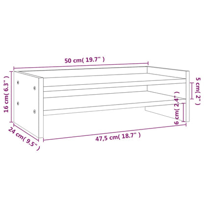 Monitorstandaard 50x24x16 cm massief grenenhout grijs 50 x 24 x 16 cm Grijs